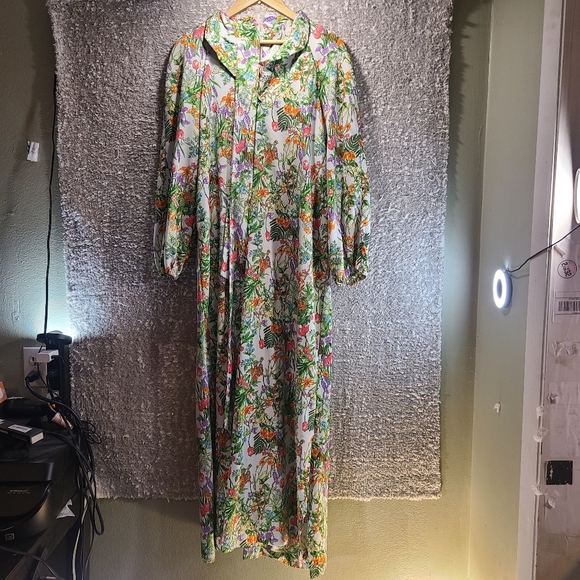 Vintage Concept Swirl 70s Bonwit Teller Floral Maxi Dress back Zip Read - Picture 1 of 16